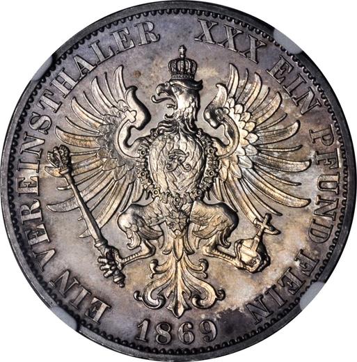 Реверс монеты - Талер 1869 года C - цена серебряной монеты - Пруссия, Вильгельм I