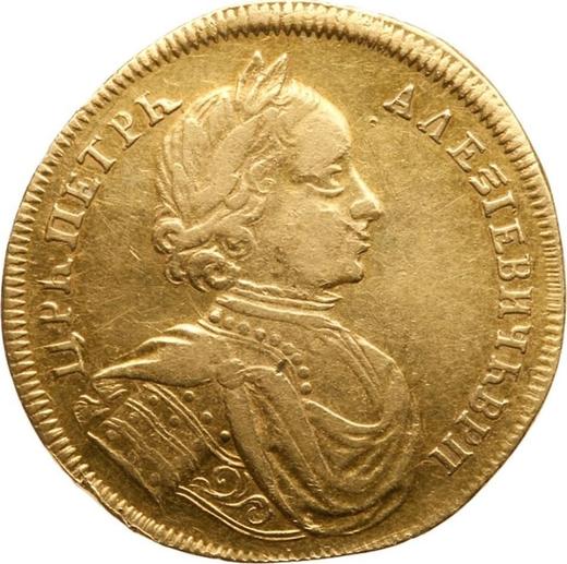 Anverso Chervonetz doble 1714 Reacuñación Canto liso - valor de la moneda de oro - Rusia, Pedro I