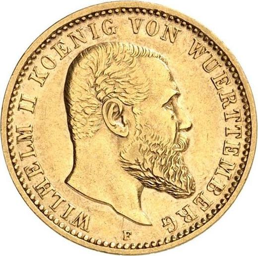 Аверс монеты - 10 марок 1903 года F "Вюртемберг" - цена золотой монеты - Германия, Германская Империя