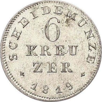 Реверс монеты - 6 крейцеров 1819 года - цена серебряной монеты - Гессен-Дармштадт, Людвиг I