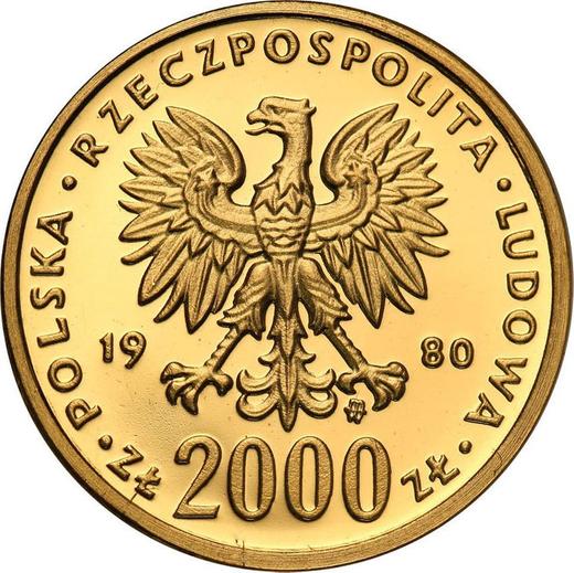 Аверс монеты - 2000 злотых 1980 года MW "Казимир I Восстановитель" Золото - цена золотой монеты - Польша, Народная Республика