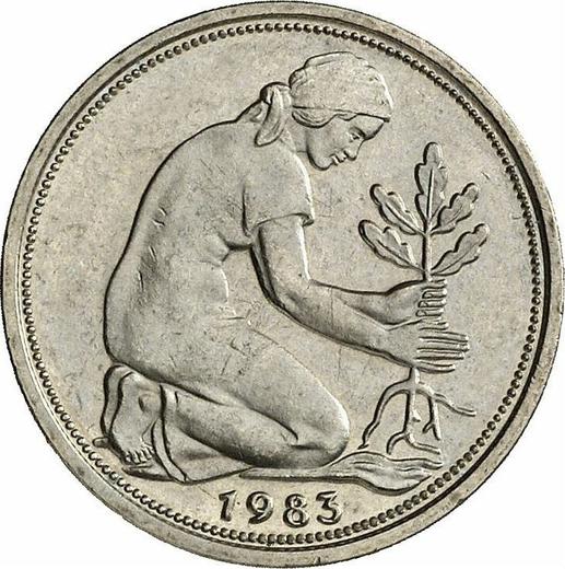 Rewers monety - 50 fenigów 1983 D - cena  monety - Niemcy, RFN
