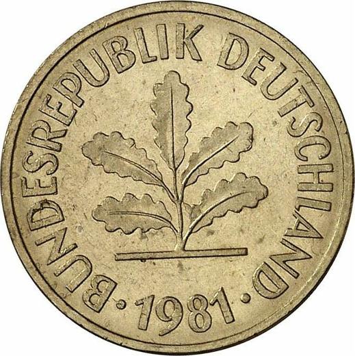 Реверс монеты - 5 пфеннигов 1981 года F - цена  монеты - Германия, ФРГ