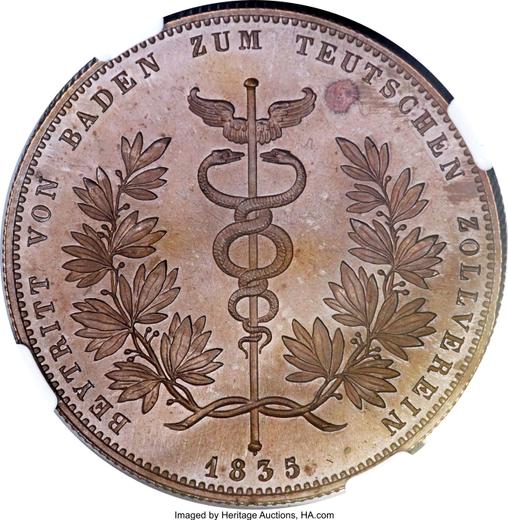 Rewers monety - Talar 1835 "Utworzenie unii celnej" Miedź - cena  monety - Bawaria, Ludwik I
