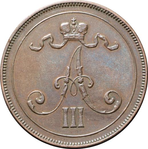 Аверс монеты - 10 пенни 1891 года - цена  монеты - Финляндия, Великое княжество