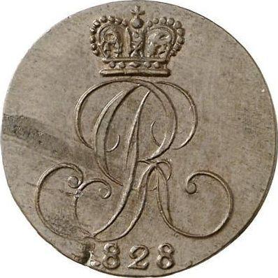 Аверс монеты - 1 пфенниг 1828 года C - цена  монеты - Ганновер, Георг IV