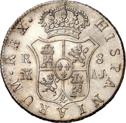 Reverso 8 reales 1825 M AJ - valor de la moneda de plata - España, Fernando VII