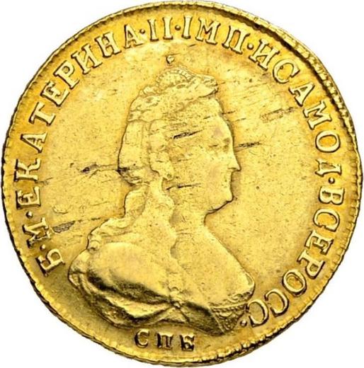 Аверс монеты - 5 рублей 1789 года СПБ - цена золотой монеты - Россия, Екатерина II