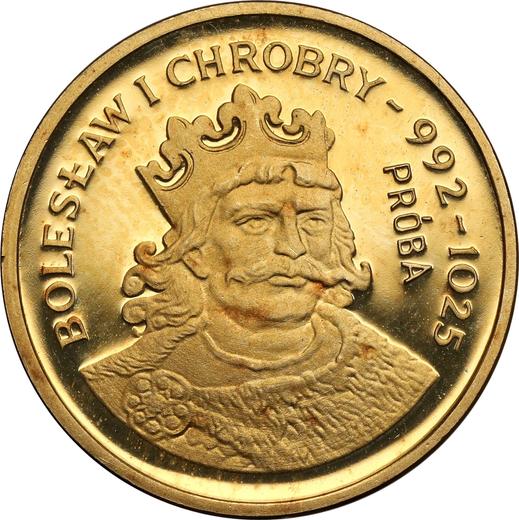 Reverso Pruebas 2000 eslotis 1980 MW "Boleslao I el Bravo" Oro - valor de la moneda de oro - Polonia, República Popular
