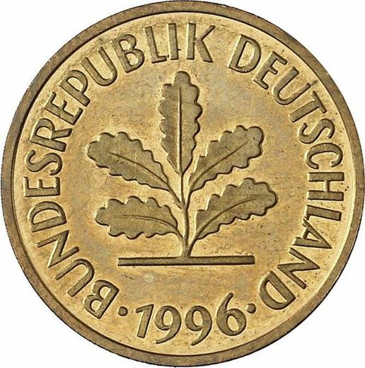 Reverso 5 Pfennige 1996 J - valor de la moneda  - Alemania, RFA