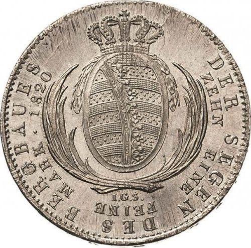 Rewers monety - Talar 1820 I.G.S. "Górniczy" - cena srebrnej monety - Saksonia-Albertyna, Fryderyk August I