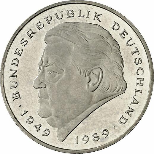 Аверс монеты - 2 марки 1996 года J "Франц Йозеф Штраус" - цена  монеты - Германия, ФРГ