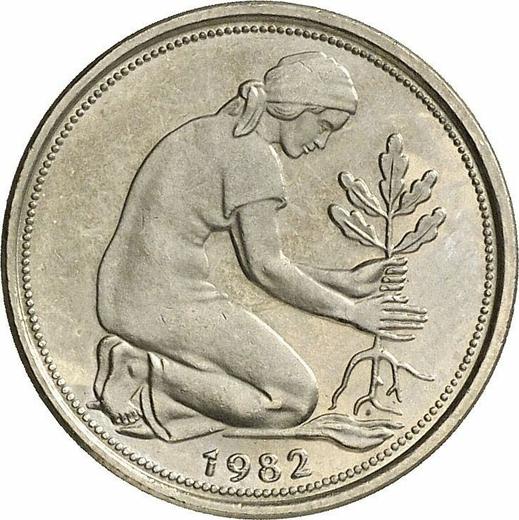 Реверс монеты - 50 пфеннигов 1982 года F - цена  монеты - Германия, ФРГ