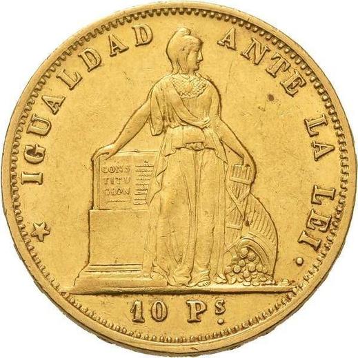 Avers 10 Pesos 1867 So "Typ 1854-1867" - Münze Wert - Chile, Republik