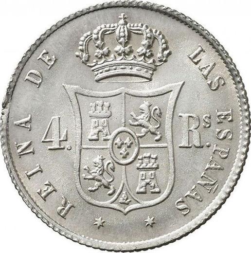Revers 4 Reales 1852 Sechs spitze Sterne - Silbermünze Wert - Spanien, Isabella II