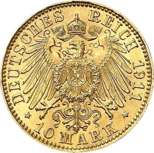 Reverso 10 marcos 1911 E "Sajonia" - valor de la moneda de oro - Alemania, Imperio alemán