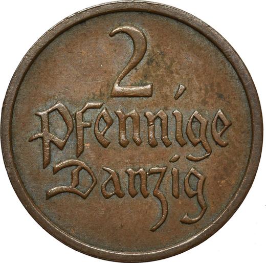 Реверс монеты - 2 пфеннига 1937 года - цена  монеты - Польша, Вольный город Данциг
