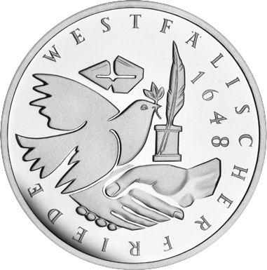 Anverso 10 marcos 1998 F "Paz de Westfalia" - valor de la moneda de plata - Alemania, RFA