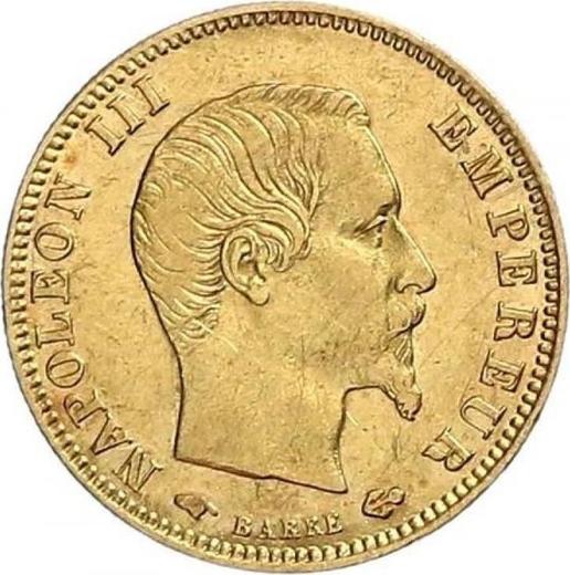 Аверс монеты - 5 франков 1857 года A "Тип 1855-1860" Париж - цена золотой монеты - Франция, Наполеон III