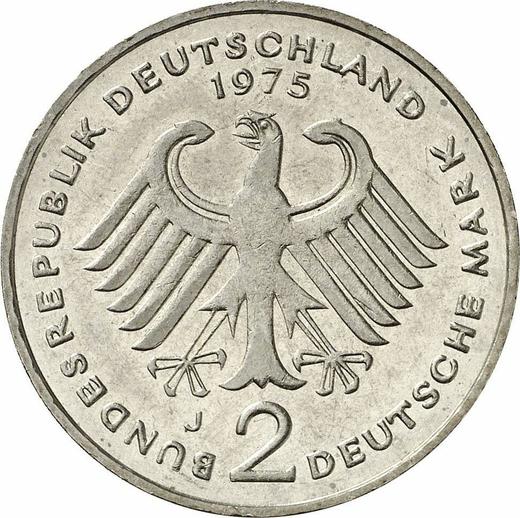 Reverse 2 Mark 1975 J "Konrad Adenauer" -  Coin Value - Germany, FRG