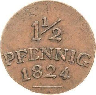 Reverso 1 1/2 pfénigos 1824 - valor de la moneda  - Sajonia-Weimar-Eisenach, Carlos Augusto