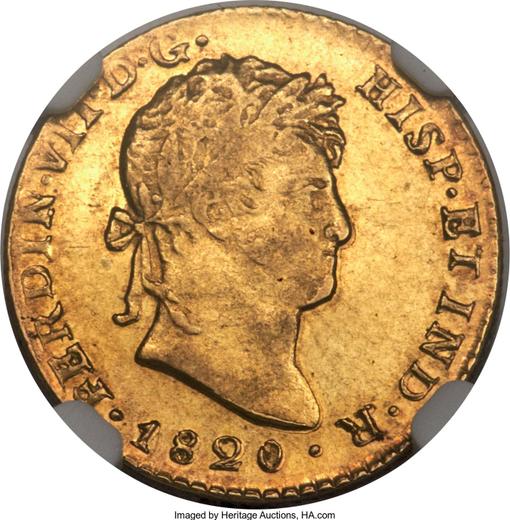 Аверс монеты - 1 эскудо 1820 года Mo JJ - цена золотой монеты - Мексика, Фердинанд VII