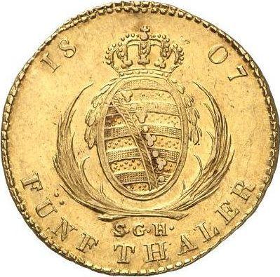 Rewers monety - 5 talarów 1807 S.G.H. - cena złotej monety - Saksonia, Fryderyk August I