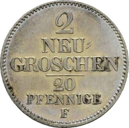 Reverso 2 nuevos groszy 1854 F - valor de la moneda de plata - Sajonia, Federico Augusto II