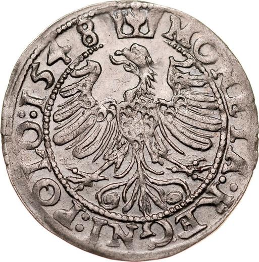Реверс монеты - 1 грош 1548 года ST - цена серебряной монеты - Польша, Сигизмунд I Старый