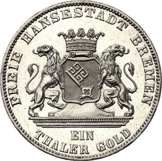 Аверс монеты - Талер 1865 года B "Второй немецкий стрелковый фестиваль" - цена серебряной монеты - Бремен, Вольный ганзейский город