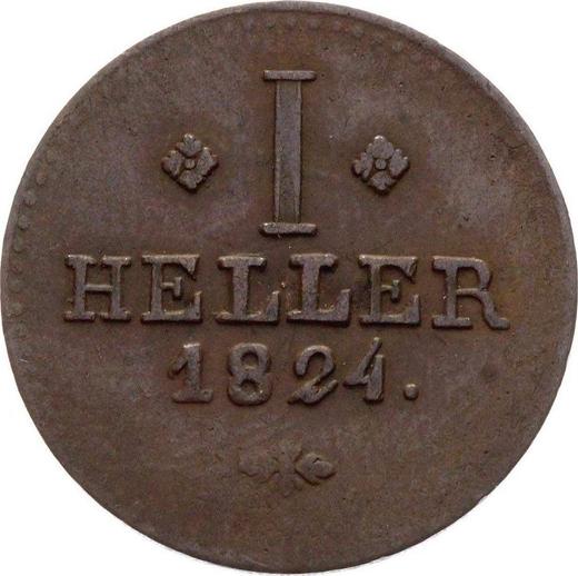 Reverse Heller 1824 -  Coin Value - Hesse-Cassel, William II