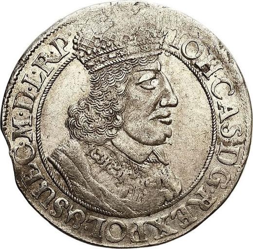 Аверс монеты - Орт (18 грошей) 1654 года GR "Гданьск" - цена серебряной монеты - Польша, Ян II Казимир