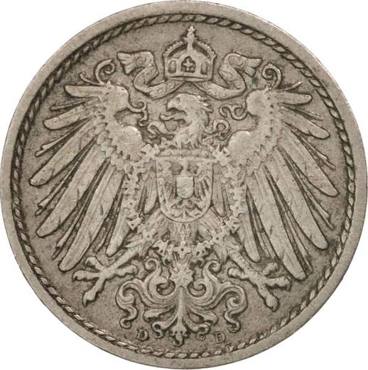 Rewers monety - 5 fenigów 1906 D "Typ 1890-1915" - cena  monety - Niemcy, Cesarstwo Niemieckie