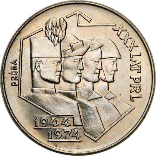 Reverso Pruebas 20 eslotis 1974 MW WK "30 aniversario de la República Popular de Polonia" Níquel - valor de la moneda  - Polonia, República Popular