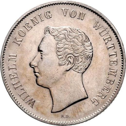 Anverso 1 florín 1837 A.D. - valor de la moneda de plata - Wurtemberg, Guillermo I
