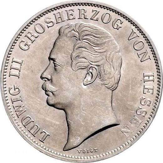 Awers monety - 1 gulden 1854 - cena srebrnej monety - Hesja-Darmstadt, Ludwik III