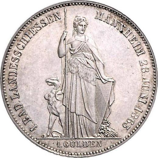 Reverse Gulden 1863 "Shooting Festival" - Silver Coin Value - Baden, Frederick I