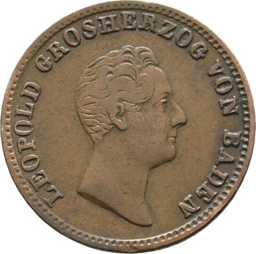 Anverso 1 Kreuzer 1845 "Tipo 1831-1846" - valor de la moneda  - Baden, Leopoldo I de Baden