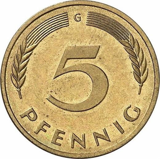 Аверс монеты - 5 пфеннигов 1987 года G - цена  монеты - Германия, ФРГ