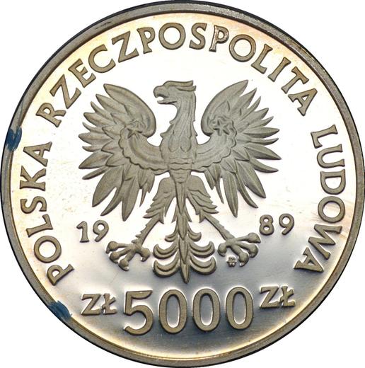 Awers monety - 5000 złotych 1989 MW AWB "Wladyslaw II Jagiełło" Srebro Popiersie - cena srebrnej monety - Polska, PRL