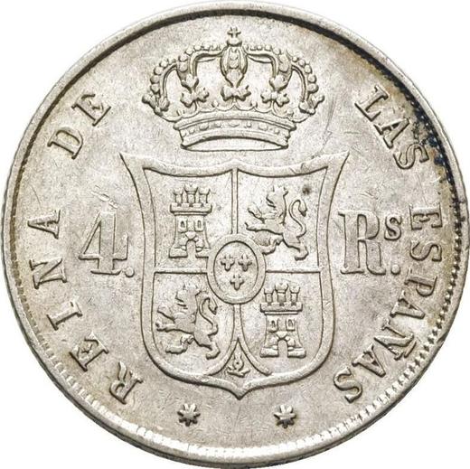 Reverso 4 reales 1860 Estrellas de siete puntas - valor de la moneda de plata - España, Isabel II