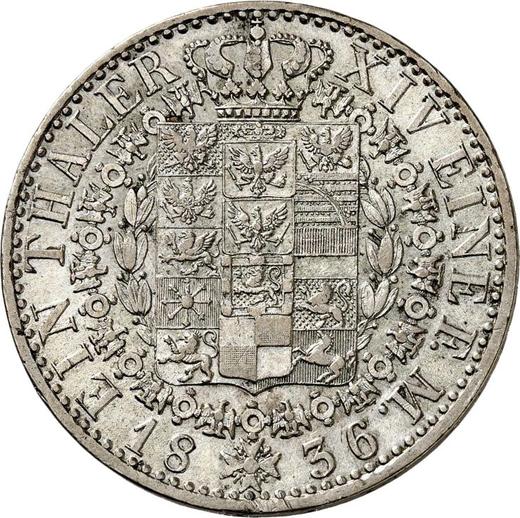 Reverso Tálero 1836 D - valor de la moneda de plata - Prusia, Federico Guillermo III