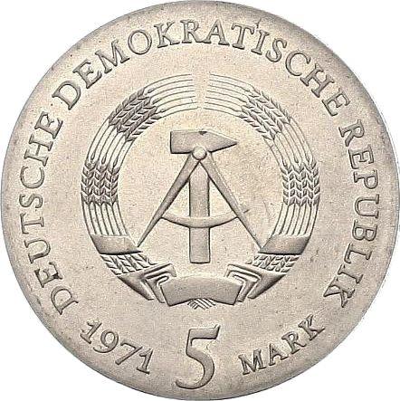 Reverso 5 marcos 1971 "Kepler" - valor de la moneda  - Alemania, República Democrática Alemana (RDA)