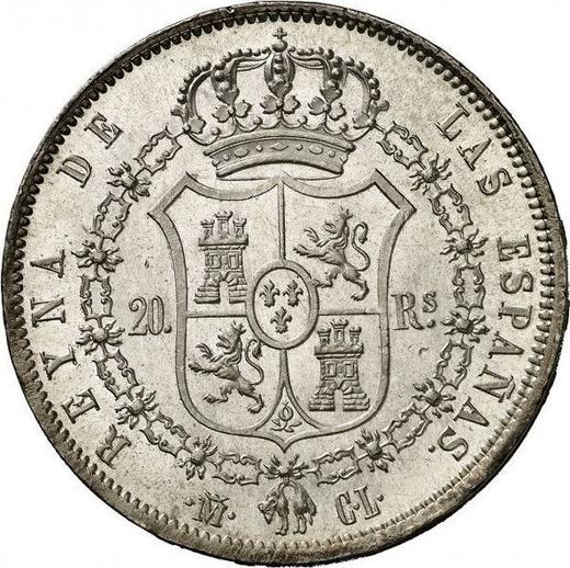 Reverso 20 reales 1849 M CL - valor de la moneda de plata - España, Isabel II