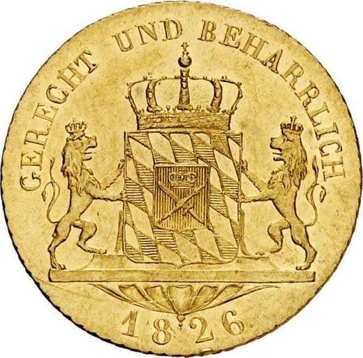 Реверс монеты - Дукат 1826 года - цена золотой монеты - Бавария, Людвиг I