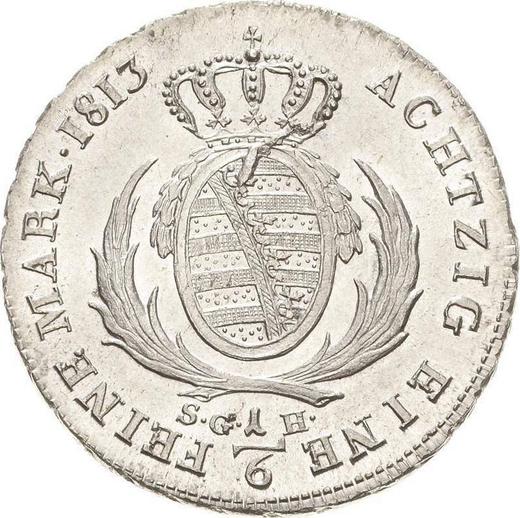 Reverso 1/6 tálero 1813 S.G.H. - valor de la moneda de plata - Sajonia, Federico Augusto I