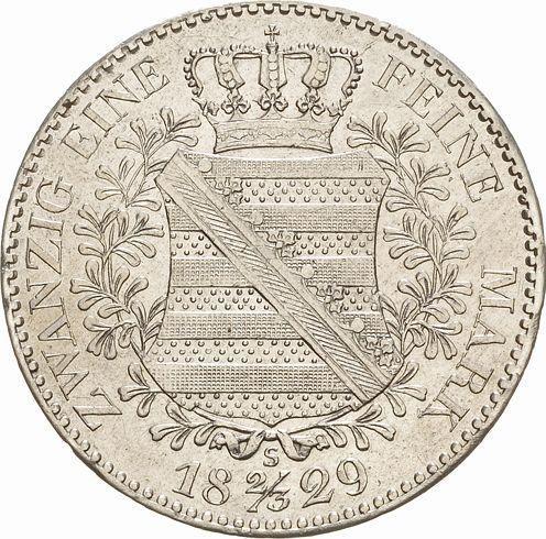 Rewers monety - 2/3 talara 1829 S - cena srebrnej monety - Saksonia-Albertyna, Antoni