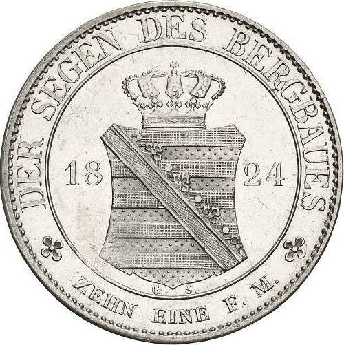 Reverso Tálero 1824 G.S. "Minero" - valor de la moneda de plata - Sajonia, Federico Augusto I