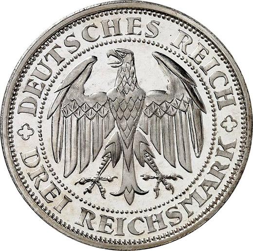 Аверс монеты - 3 рейхсмарки 1929 года A "Майсен" - цена серебряной монеты - Германия, Bеймарская республика