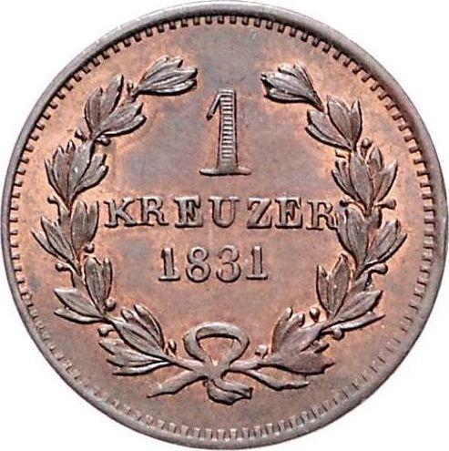Reverso 1 Kreuzer 1831 D - valor de la moneda  - Baden, Leopoldo I de Baden